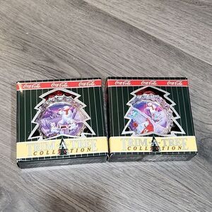 NIB Coca-Cola 1998 Trim A Tree Set of 2 Ornaments